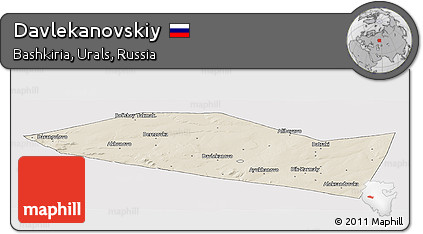 Shaded Relief Panoramic Map of Davlekanovskiy, cropped outside