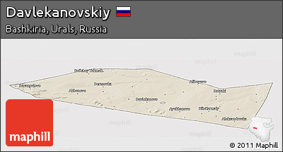 Shaded Relief Panoramic Map of Davlekanovskiy, cropped outside