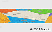 Shaded Relief Panoramic Map of Davlekanovskiy, political outside