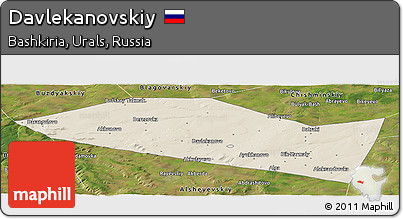 Shaded Relief Panoramic Map of Davlekanovskiy, satellite outside