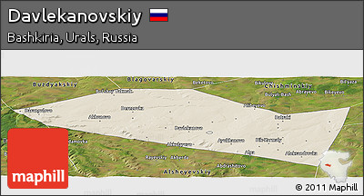 Shaded Relief Panoramic Map of Davlekanovskiy, satellite outside