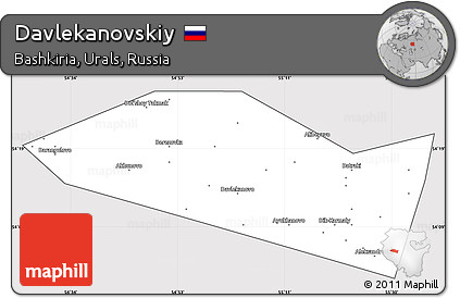 Silver Style Simple Map of Davlekanovskiy, cropped outside