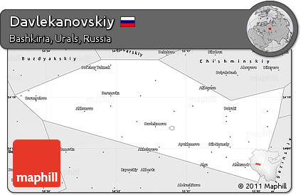 Silver Style Simple Map of Davlekanovskiy