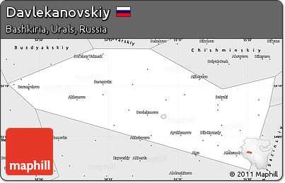Silver Style Simple Map of Davlekanovskiy