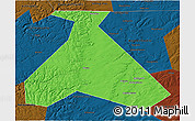 Political 3D Map of Duvanskiy, darken