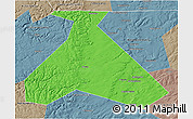 Political 3D Map of Duvanskiy, semi-desaturated