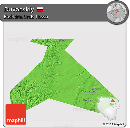 Political 3D Map of Duvanskiy, single color outside