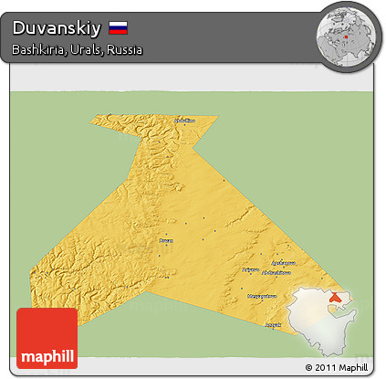 Savanna Style 3D Map of Duvanskiy, single color outside