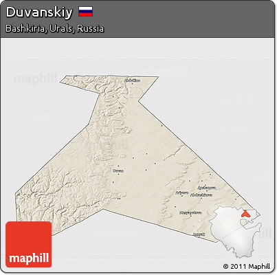Shaded Relief 3D Map of Duvanskiy, cropped outside