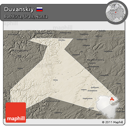 Shaded Relief 3D Map of Duvanskiy, darken