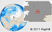 Shaded Relief Location Map of Duvanskiy, highlighted country, highlighted grandparent region
