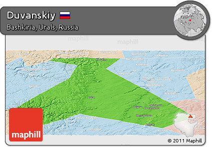 Political Panoramic Map of Duvanskiy, lighten