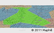 Political Panoramic Map of Duvanskiy, semi-desaturated