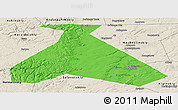 Political Panoramic Map of Duvanskiy, shaded relief outside