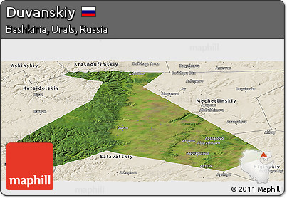 Satellite Panoramic Map of Duvanskiy, shaded relief outside