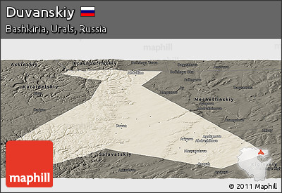 Shaded Relief Panoramic Map of Duvanskiy, darken