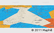 Shaded Relief Panoramic Map of Duvanskiy, political outside