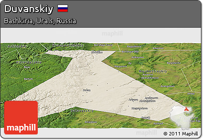 Shaded Relief Panoramic Map of Duvanskiy, satellite outside