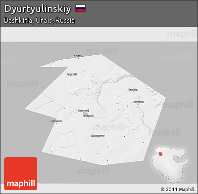 Gray 3D Map of Dyurtyulinskiy, single color outside