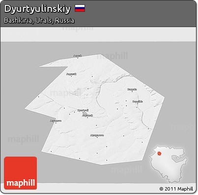 Gray 3D Map of Dyurtyulinskiy, single color outside