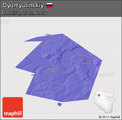 Political 3D Map of Dyurtyulinskiy, cropped outside