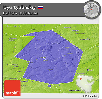 Political 3D Map of Dyurtyulinskiy, physical outside