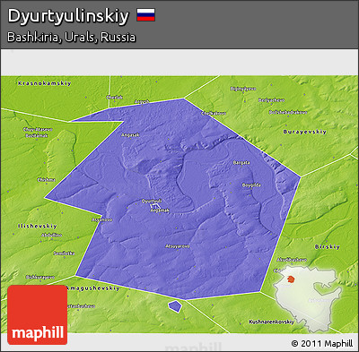Political 3D Map of Dyurtyulinskiy, physical outside