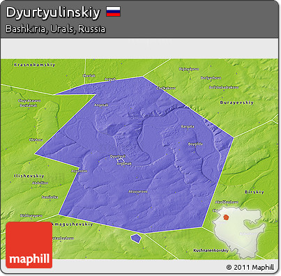 Political 3D Map of Dyurtyulinskiy, physical outside