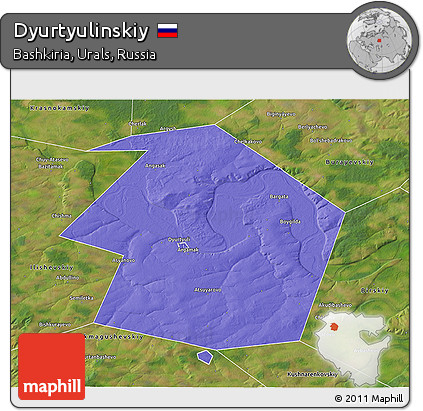 Political 3D Map of Dyurtyulinskiy, satellite outside