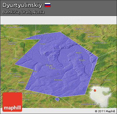 Political 3D Map of Dyurtyulinskiy, satellite outside
