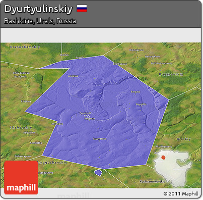 Political 3D Map of Dyurtyulinskiy, satellite outside
