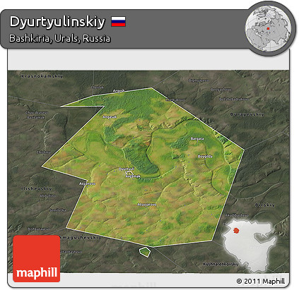 Satellite 3D Map of Dyurtyulinskiy, darken, semi-desaturated