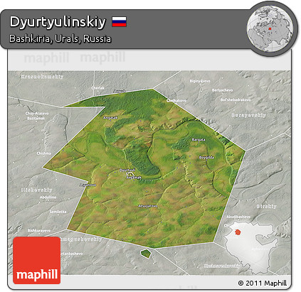 Satellite 3D Map of Dyurtyulinskiy, lighten, semi-desaturated
