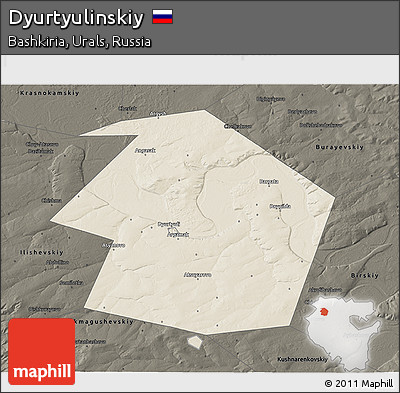 Shaded Relief 3D Map of Dyurtyulinskiy, darken