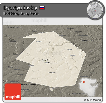 Shaded Relief 3D Map of Dyurtyulinskiy, darken