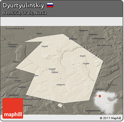 Shaded Relief 3D Map of Dyurtyulinskiy, darken