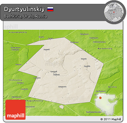 Shaded Relief 3D Map of Dyurtyulinskiy, physical outside