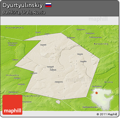Shaded Relief 3D Map of Dyurtyulinskiy, physical outside
