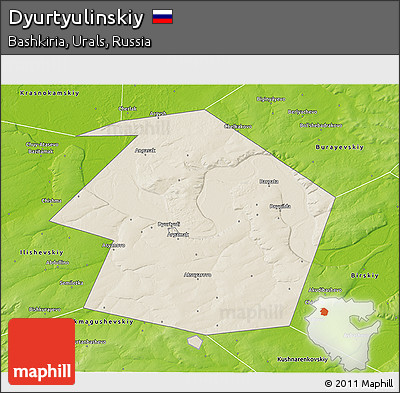 Shaded Relief 3D Map of Dyurtyulinskiy, physical outside