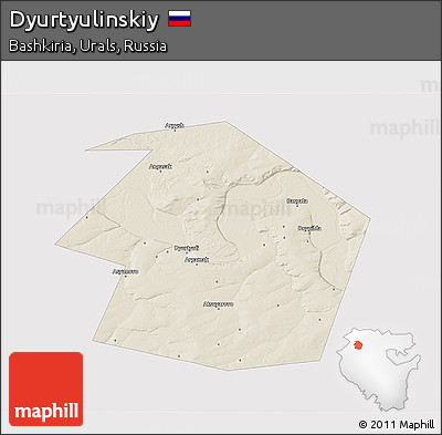 Shaded Relief 3D Map of Dyurtyulinskiy, single color outside