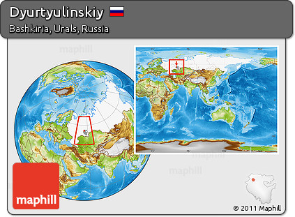 Physical Location Map of Dyurtyulinskiy, highlighted country, highlighted parent region, within the entire country