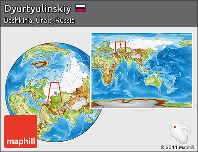 Physical Location Map of Dyurtyulinskiy, highlighted country, highlighted parent region, within the entire country