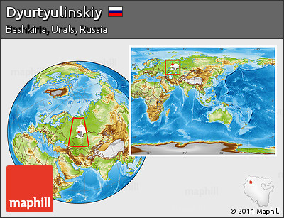 Physical Location Map of Dyurtyulinskiy, highlighted parent region, highlighted grandparent region, within the entire country