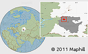 Savanna Style Location Map of Dyurtyulinskiy, highlighted parent region, highlighted grandparent region, hill shading
