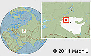 Savanna Style Location Map of Dyurtyulinskiy, highlighted parent region, hill shading