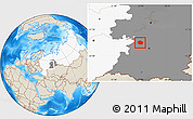 Shaded Relief Location Map of Dyurtyulinskiy, highlighted country, highlighted grandparent region