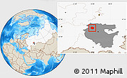 Shaded Relief Location Map of Dyurtyulinskiy, highlighted country, highlighted parent region