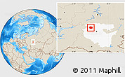 Shaded Relief Location Map of Dyurtyulinskiy, highlighted parent region