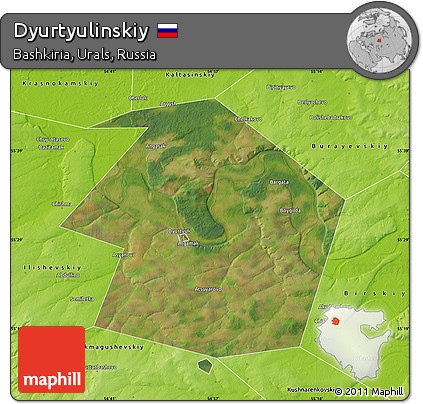 Satellite Map of Dyurtyulinskiy, physical outside
