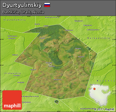 Satellite Map of Dyurtyulinskiy, physical outside